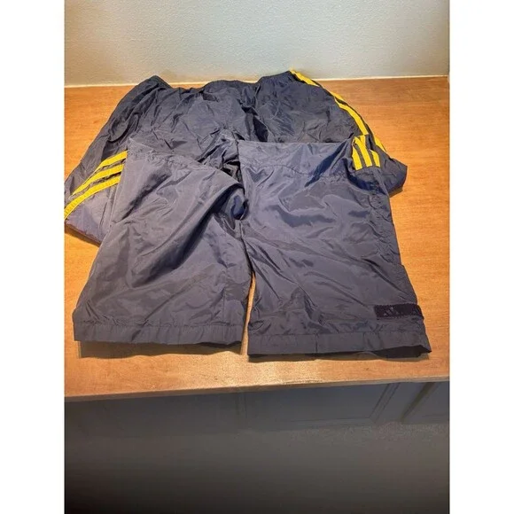 Vintage Adidas Pants Mens XXL Blue Yellow Stripes Windbreaker Full Y2K - Picture 1 of 3